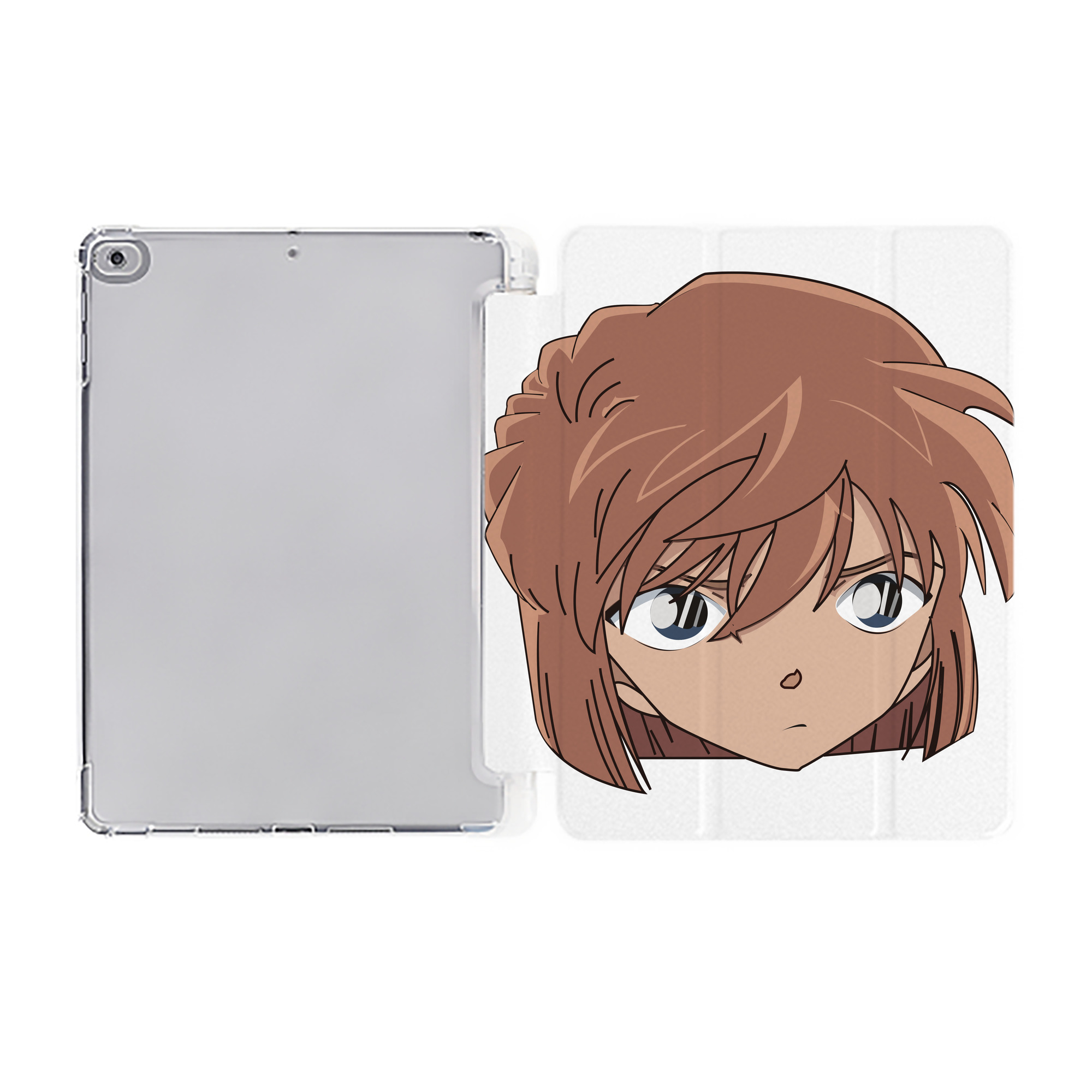 （画像用） 名探偵コナン 灰原 哀 はいばら あい Detective Conan Anita Hailey、Vi Graythorn Haibara Ai IPad ケース ペン収納付き 三つ折りスタンド PUレザー×シリコン 対応機種9.5/10.5/10.9インチ